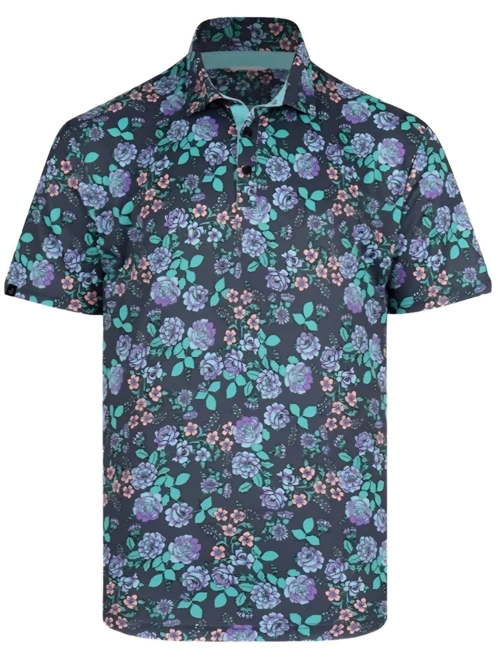 Swannies Golf Floral Print Performance Golf Polo Shirt - Size Medium - Green